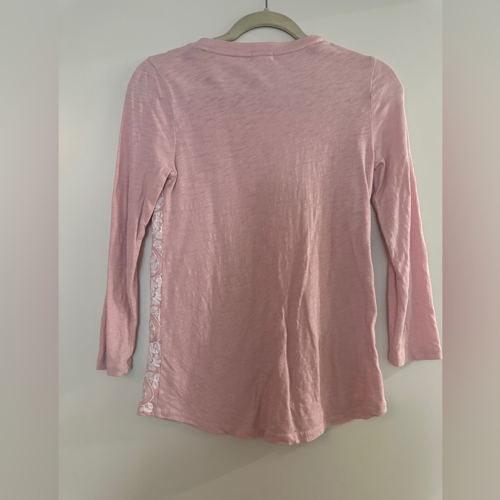 J.Crew Light Pink Lace 3/4 Sleeve Crewneck T-Shirt – Size XS - Picture 3 of 4